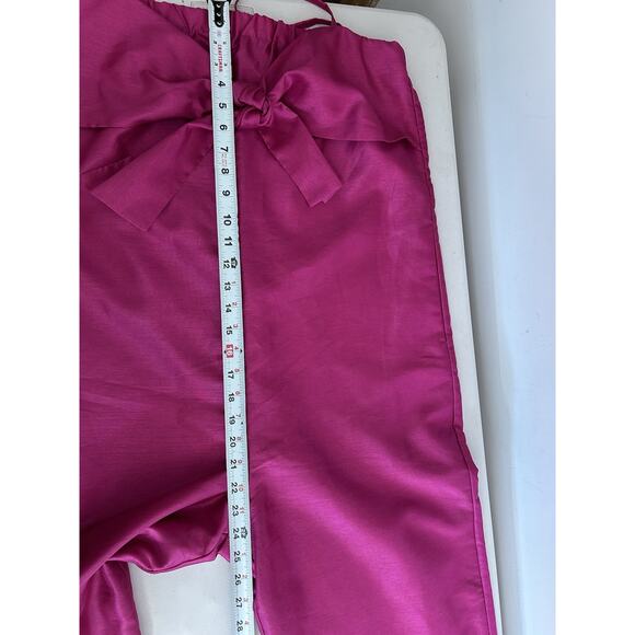 NWT Anthropologie Hutch Pink Satin Bow-Tie Sleeveless Cropped Jumpsuit Medium - Picture 11 of 14
